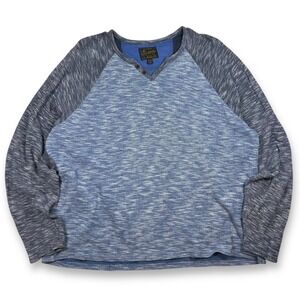 Lucky Brand Thermal Henley Shirt Long Sleeve Raglan‎ Knit Top Blue Womens XL